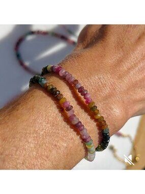 Watermelon Tourmaline Bracelet Stretch Bracelet October Birthstone Gemstone